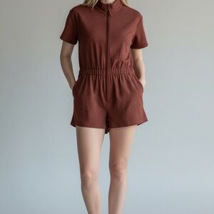 Fabletics Ripstop Short Onesie Sephia Brown Size Large